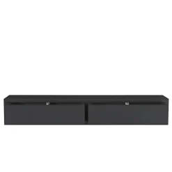 Étagère murale avec tiroir, table de chevet suspendue, étagère murale, noire, 88,2 x 13,4 x 20 cm - Domino