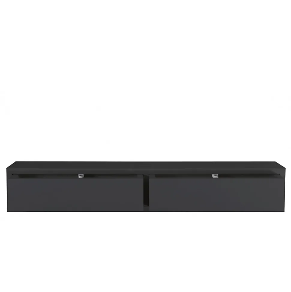 Étagère murale avec tiroir, table de chevet suspendue, étagère murale, noire, 88,2 x 13,4 x 20 cm - Domino