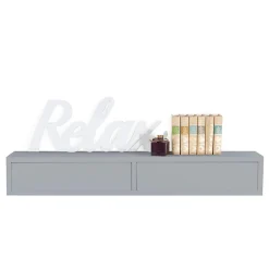 Étagère murale avec tiroir, table de chevet suspendue, étagère murale, grise, 88,2 x 13,4 x 20 cm - Domino