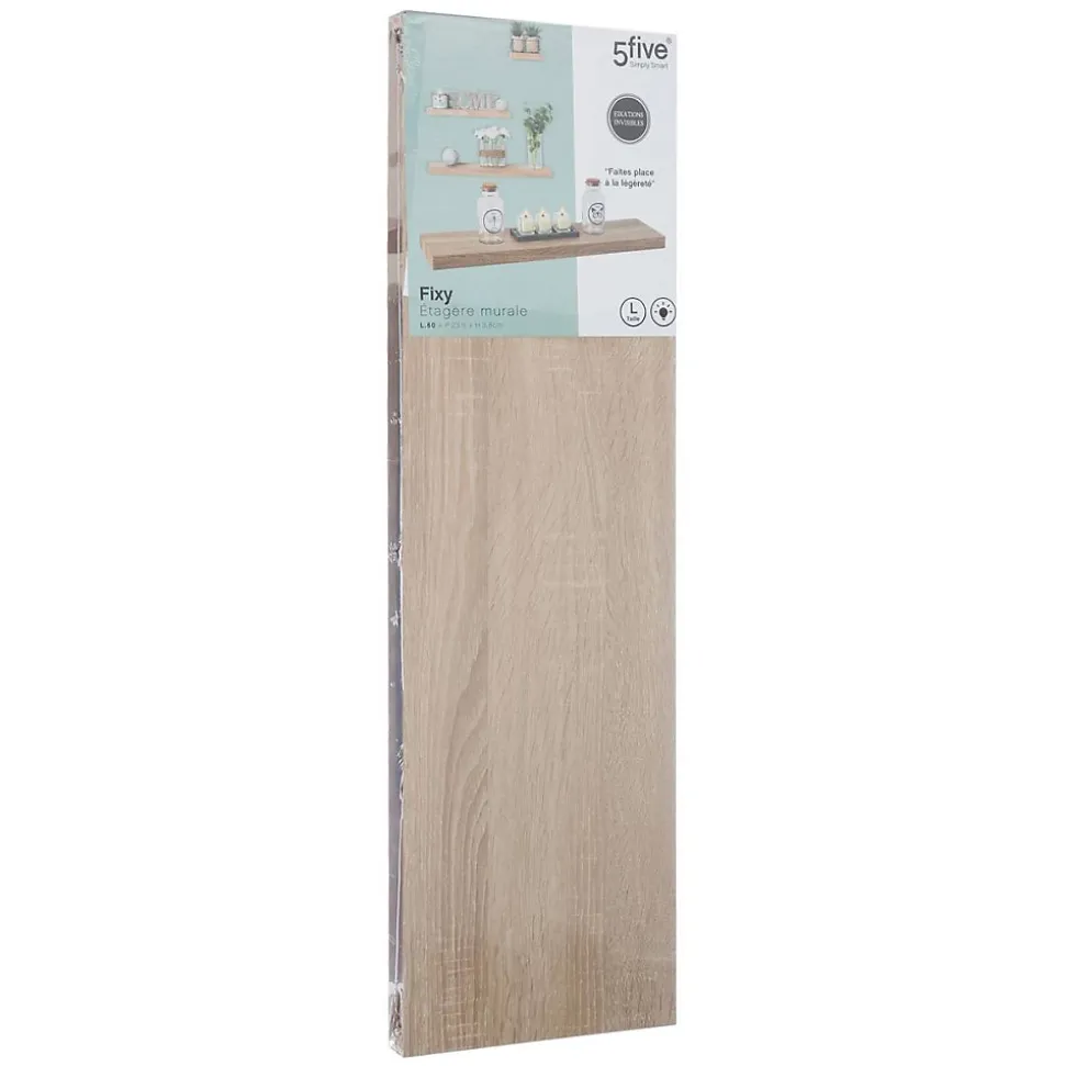 Étagère murale 80cm - Effet bois naturel Fixy - 5Five