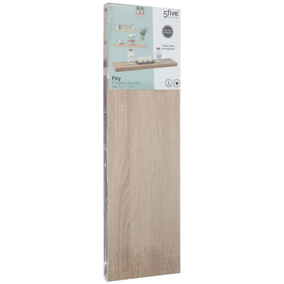 Étagère murale 80cm - Effet bois naturel Fixy - 5Five