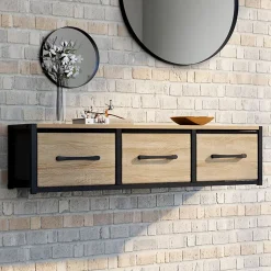 Étagère murale console d'entrée UTAH 3 tiroirs design industriel