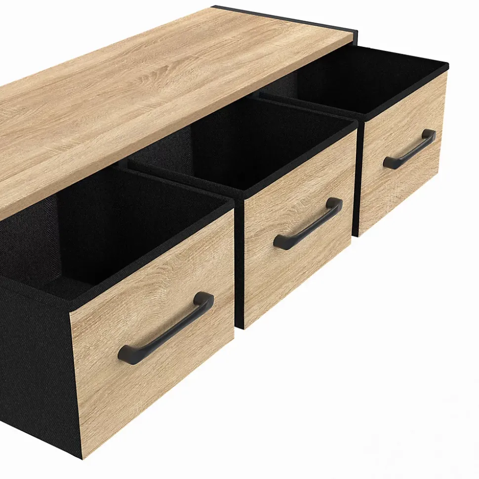 Étagère murale console d'entrée UTAH 3 tiroirs design industriel