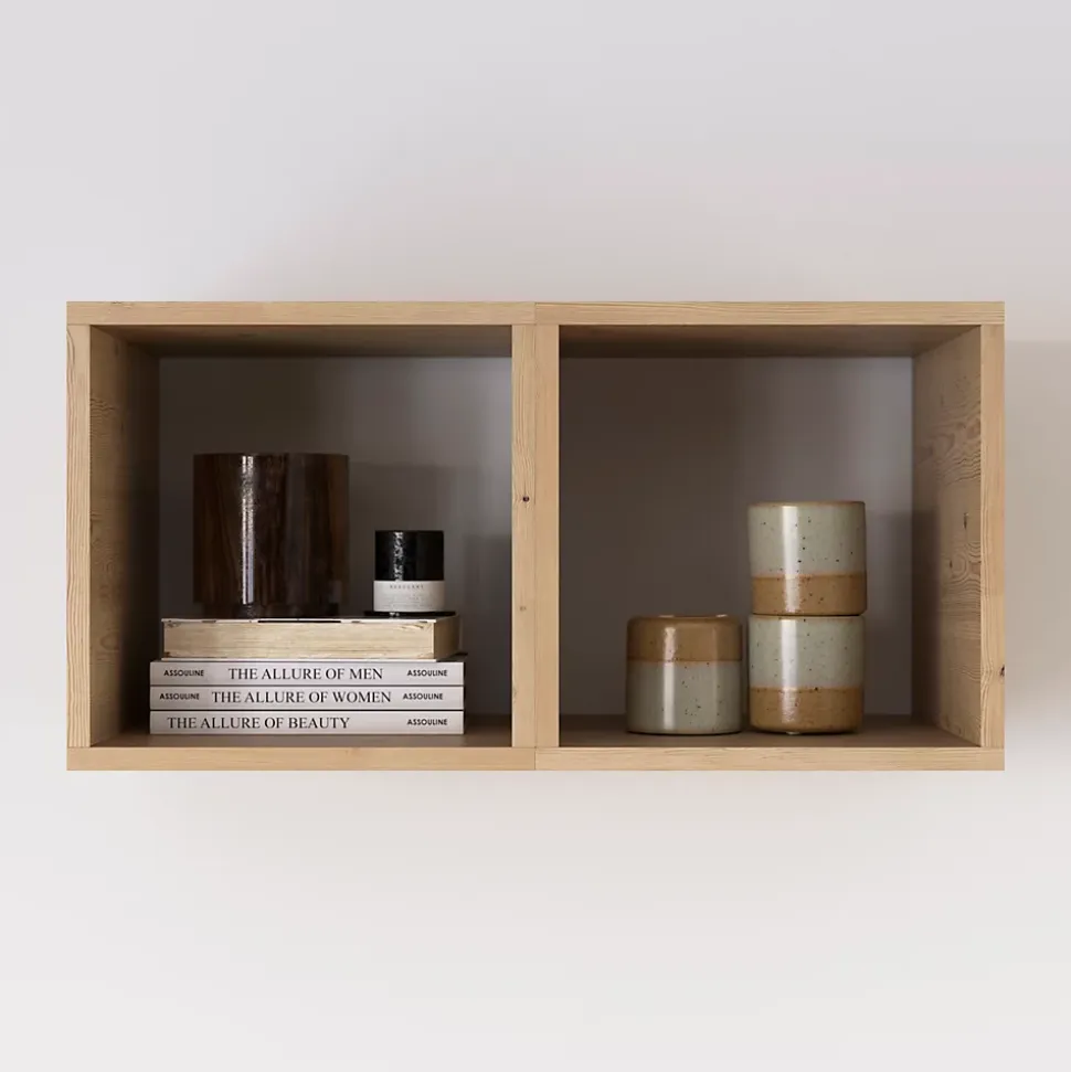 Étagère murale cube en pin massif GoodHome Rigga L. 30 cm