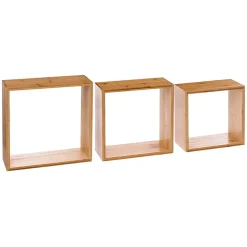 Étagère murale cube Fixy 5Five P.9 cm en bambou vendue par 3 pièces