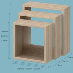 Étagère murale cube modulable Form Rigga effet chêne vendue par 3 pièces