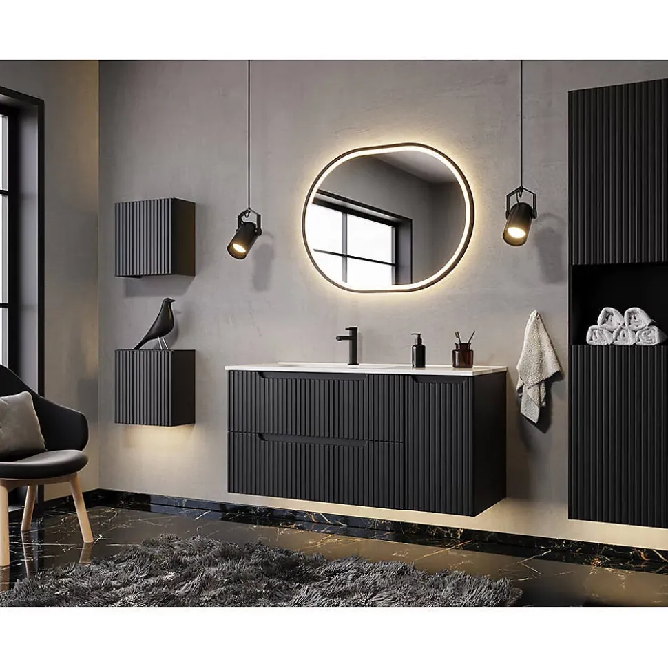 Étagère murale de salle de bain Newport 27 x 25 x 21 cm noir en.casa