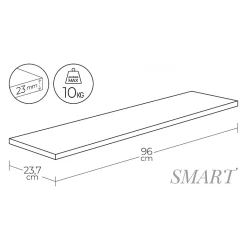 Étagère murale en bois, couleur cerisier, 96x23,7x2,3 cm - Smart