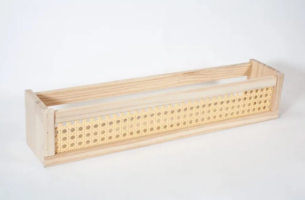 Étagère murale en bois effet chêne et cannage rotin L.50 x H.10 x P.10 Ariane