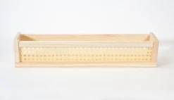 Étagère murale en bois effet chêne et cannage rotin L.50 x H.10 x P.10 Ariane
