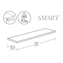 Étagère murale en bois, noyer, 56x15,5x1,8 cm - Smart