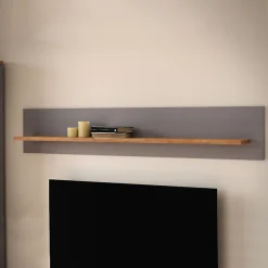 Étagère murale L160 cm revêtement décor chêne et gris clair - ANTIBES
