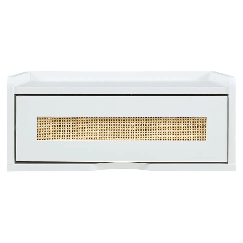 Étagère murale Ljuredsoe 40 x 30 x 17 cm blanc aspect rotin en.casa