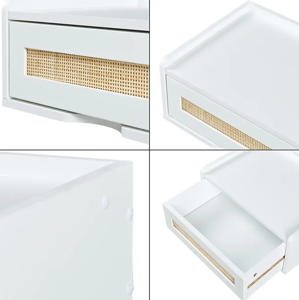 Étagère murale Ljuredsoe 40 x 30 x 17 cm blanc aspect rotin en.casa