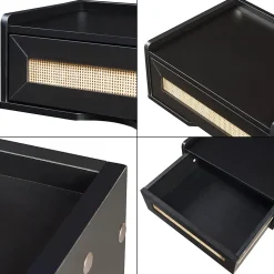 Étagère murale Ljuredsoo 40 x 30 x 17 cm noir aspect rotin en.casa