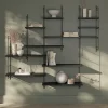 Étagère murale modulable 10 tablettes et 6 échelles effet noyer GoodHome Rigga H. 129 x L. 150 x P. 19 cm