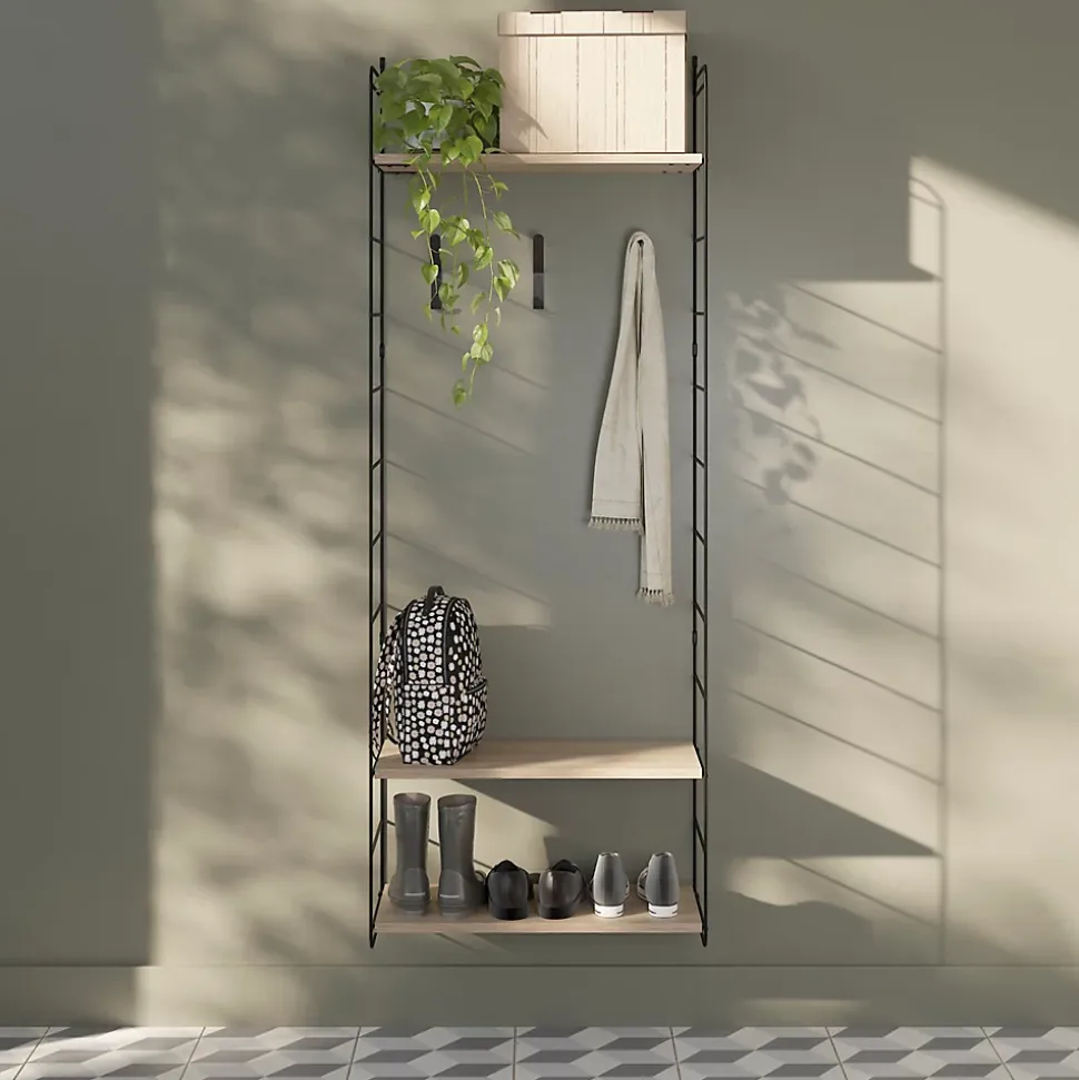 Étagère murale modulable 3 tablettes et 2 échelles effet chêne GoodHome Rigga H. 171,2 x L. 60 x P. 29 cm