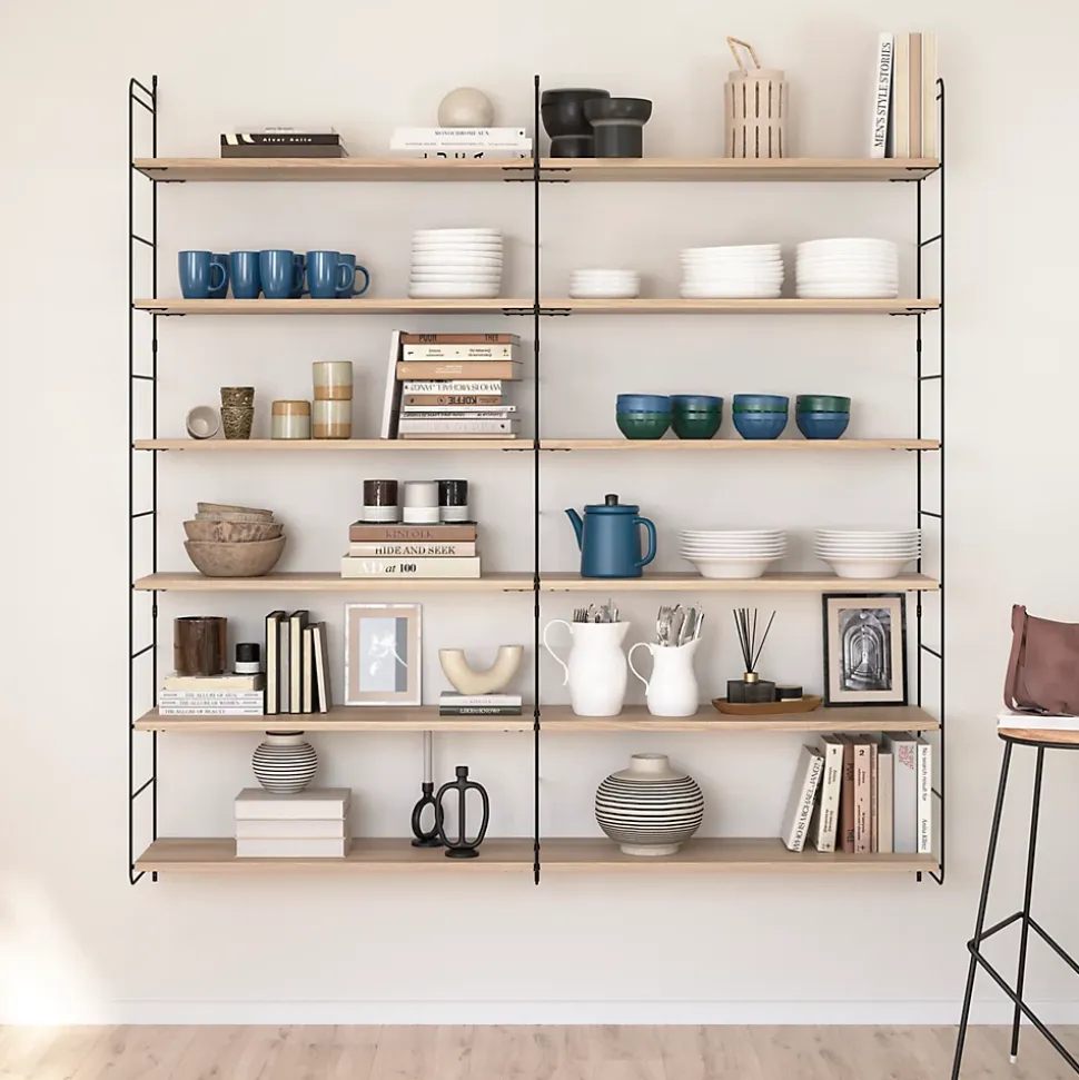 Étagère murale modulable 12 tablettes et 3 échelles effet chêne GoodHome Rigga H. 171,2 x L. 160 x P. 29 cm