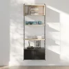 Étagère murale modulable avec 2 portes, étagère murale, 2 tablettes et 2 échelles noir et pin massif GoodHome Rigga H. 171,2 x L. 60 x P. 29 cm