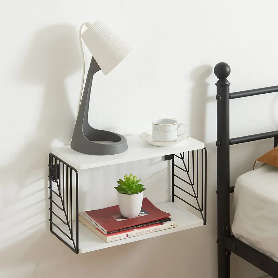 Étagère murale Moss 39 x 18 x 23 cm noir blanc en.casa