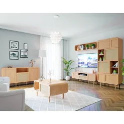 Étagère murale réversible L. 155 cm décor chêne angles arrondi - VIVIAN