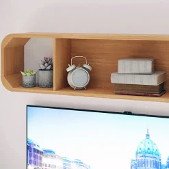 Étagère murale réversible L. 155 cm décor chêne angles arrondi - VIVIAN