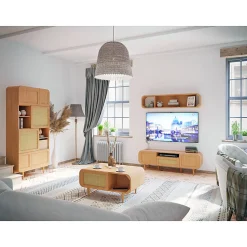 Étagère murale réversible L. 155 cm décor chêne angles arrondi - VIVIAN
