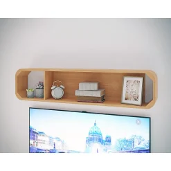 Étagère murale réversible L. 155 cm décor chêne angles arrondi - VIVIAN