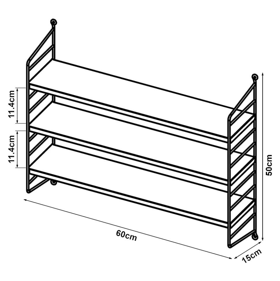 Étagère murale Strängnäs à 3 niveaux modulables 50 x 60 x 15 cm bleu en.casa