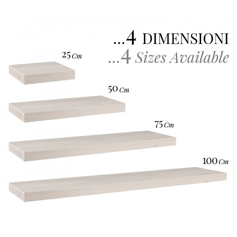 Étagère murale, étagère alvéolée, étagère en bois, étagère murale, noyer blanc, 100x23x3,8 cm - Minerva