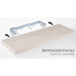 Étagère murale, étagère alvéolée, étagère en bois, étagère murale, noyer blanc, 100x23x3,8 cm - Minerva