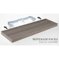 Étagère murale, étagère alvéolée, étagère en bois, étagère murale, noyer gris, 50x23x3,8 cm - Minerva