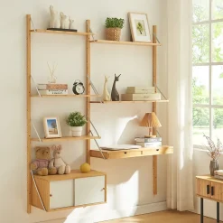 Étagère murale Tingvoll bambou 176 x 147 x 34 cm naturel en.casa