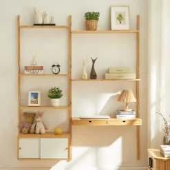 Étagère murale Tingvoll bambou 176 x 147 x 34 cm naturel en.casa