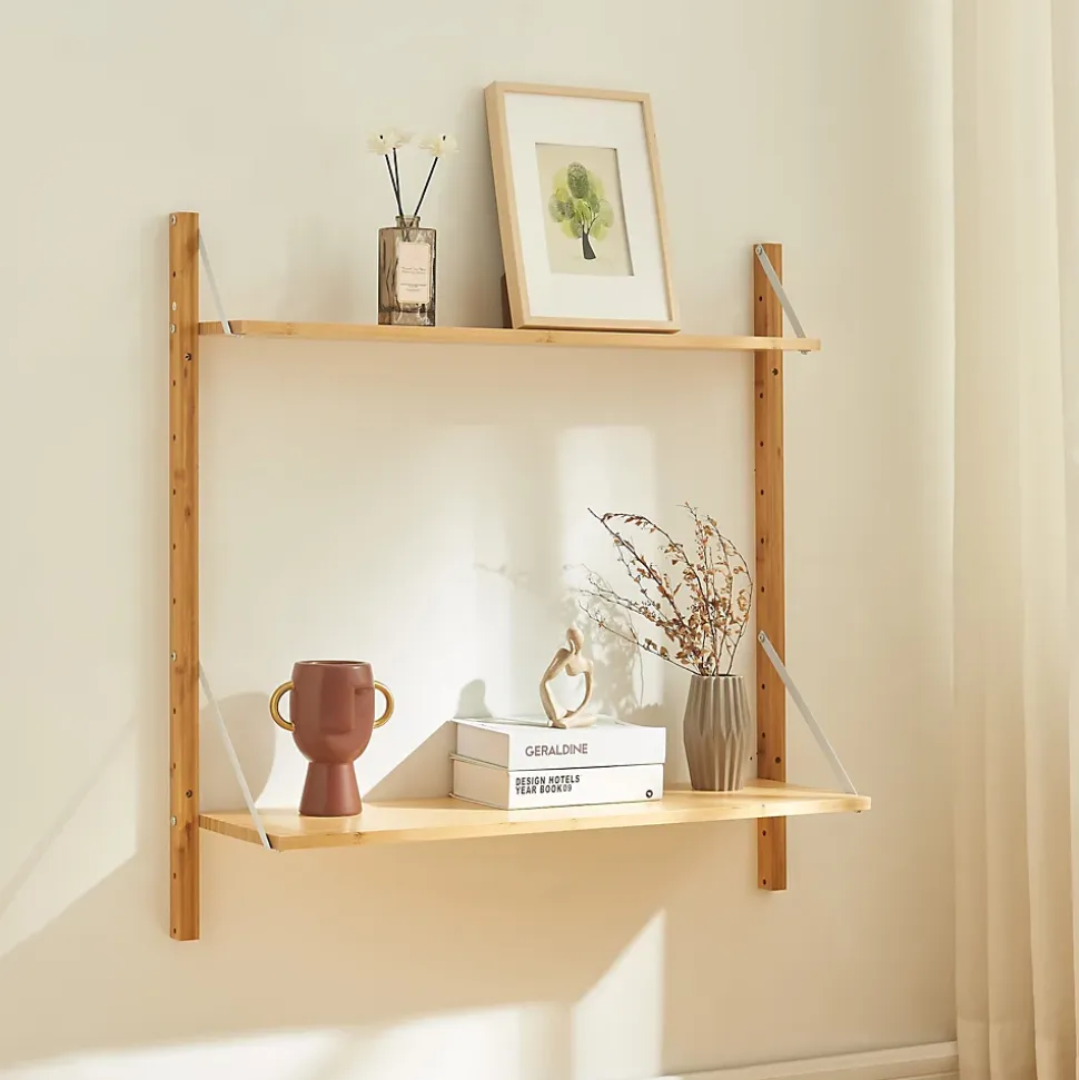 Étagère murale Tingvoll bambou 85 x 85 x 25 cm naturel en.casa