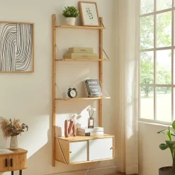 Étagère murale Tingvoll bambou 176 x 65 x 34 cm naturel en.casa