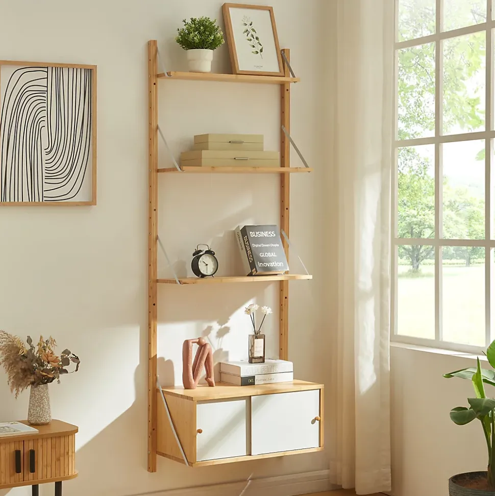 Étagère murale Tingvoll bambou 176 x 65 x 34 cm naturel en.casa