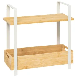 Étagère Ordera 2 niveaux avec bac de rangement en bambou - Beige- 5five