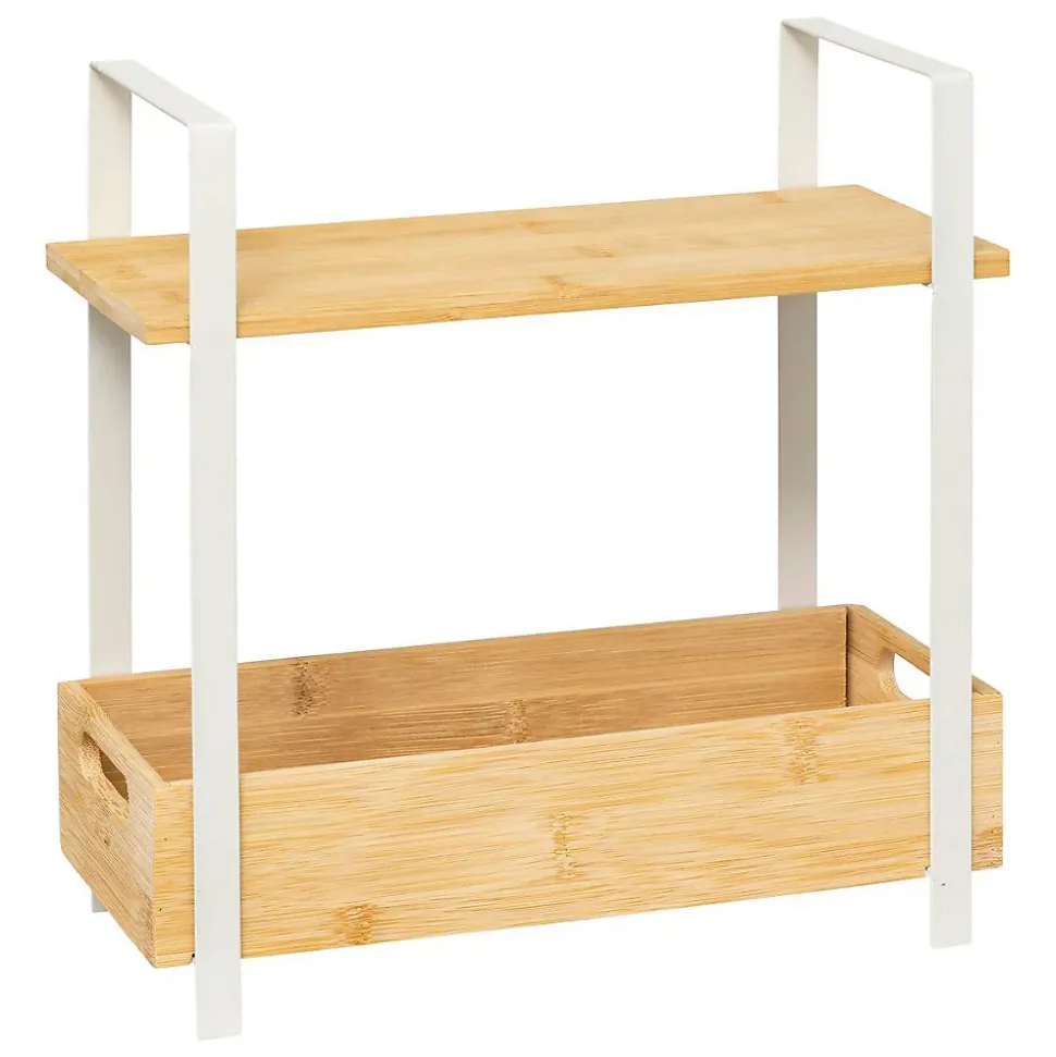 Étagère Ordera 2 niveaux avec bac de rangement en bambou - Beige- 5five
