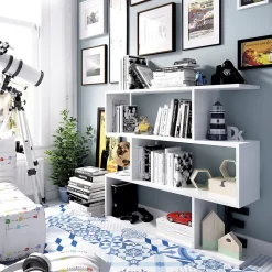 Étagère polyvalente Séparateur coloris blanc brillant - Longueur 110 x Profondeur 25 x Hauteur 96 cm