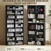 Étagère pour CD et DVD - 18 compartiments, 14 étagères réglables - 78,5x24x175cm - noir