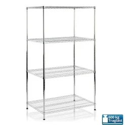 Étagère pour charge lourde Meuble de rangement Himalaya Chromé 4 Étages 200 x 90 x 60 cm, Charge Max 750 kg - Floordirekt