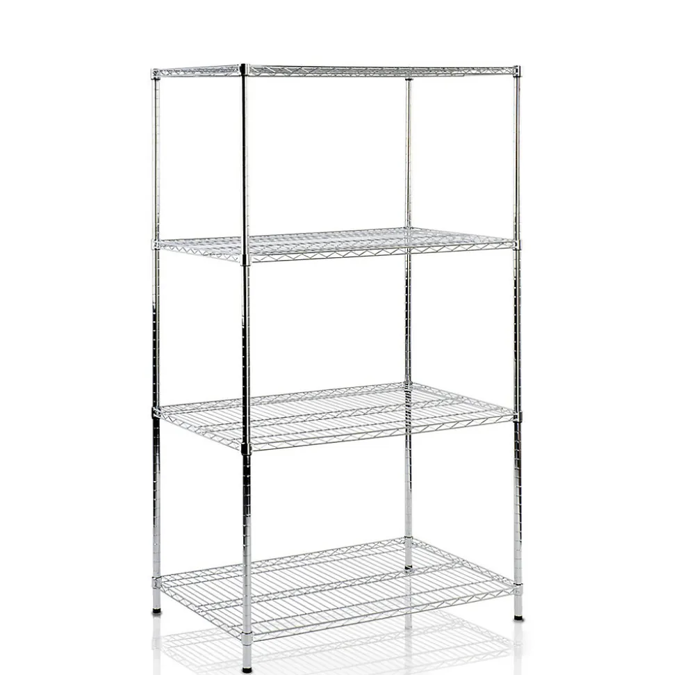Étagère pour charge lourde Meuble de rangement Himalaya Chromé 4 Étages 90 x 60 x 160 cm, Charge Max 750 kg - Floordirekt
