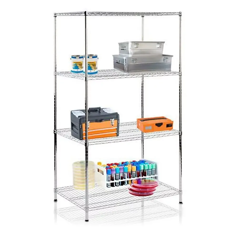 Étagère pour charge lourde Meuble de rangement Himalaya Chromé 4 Étages 90 x 60 x 160 cm, Charge Max 750 kg - Floordirekt