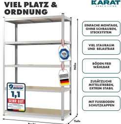 Étagère pour charge lourde, 220 x 90 x 60 cm, Charge Max : 875 kg