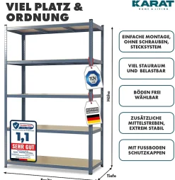 Étagère pour charge lourde Gris anthracite 220 x 120 x 60 cm, Charge Max : 1250 kg