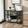 Étagère Range Bouteille à 3 Niveaux avec Prises Table de Bar à Liqueur avec Porte bouteille et Kit Anti basculement Gris