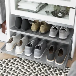 Étagère range chaussures coulissante en acier gris GoodHome Atomia L. 96,4 x P. 50 cm