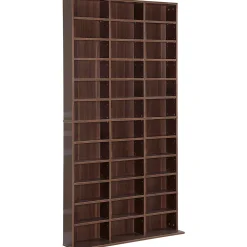 Étagère rangement CD/DVD - 1116 CDs 33 compartiments réglables en hauteur - 102 x 24 x 195 cm - effet bois