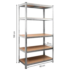 Étagère rayonnage modulable en métal, 5 étages, 175kg/par étagère
